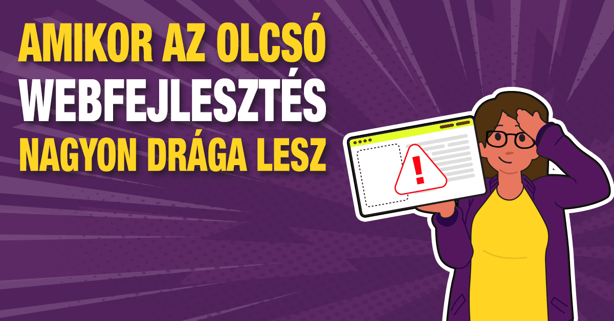 Illusztráció, ahogy Marketinges Erika fogja a fejét, sok az ügyfelét átvert egy webfejlesztő